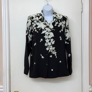 JORDAN Vintage Y2K Women Black and White Button-Up Shirt, Long Sleeve, Size S